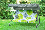 Качели садовые OLSA 3-х местные Люкс 3(каркас серый, м/э разноцветный рис.цветы)1 уп.