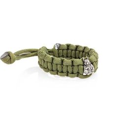 Браслет с шармом Белка из мельхиора - зеленый паракорд