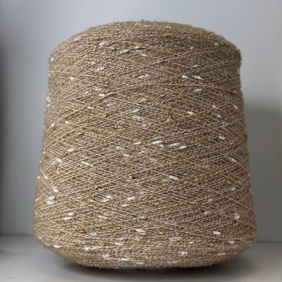 VOICE - Ri.Go; 45% альпака, 19% меринос, 17% п/а, 19% люрекс; 650м/100гр; Букле мелкое, col. 23136, цвет: бежевый с белыми и золотистыми шишками ; S501