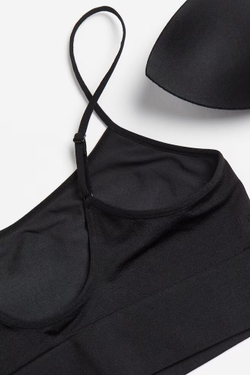 H&M Мягкий бесшовный бюстгальтер без косточек, черный