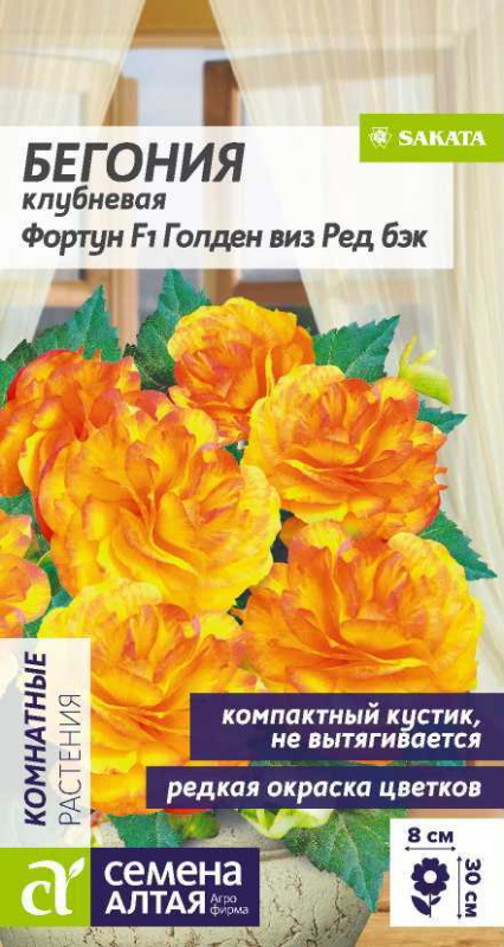 Бегония Фортун F1 Голден виз Ред Бэк клубневая/Сем Алт/цп 4 шт. КОМНАТНЫЕ РАСТЕНИЯ