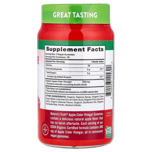 Nature's Truth, Жевательные мармеладки с органическим яблочным уксусом, натуральное яблоко, 60 жевательных таблеток