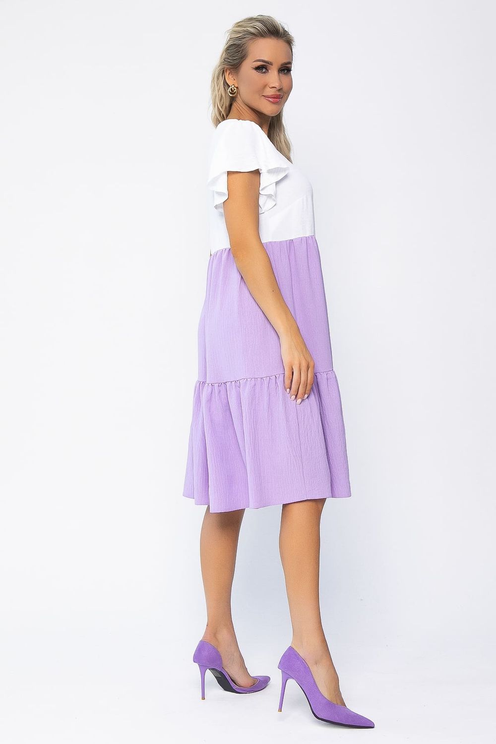 Платье Ветер перемен (бело-сиреневое) П13585-4М LT Collection