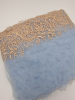 Вышивка на сетке голубой/золотисто-коричневый К789 правая 22 см