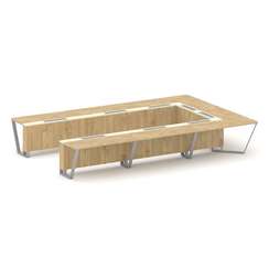 Steel Meet Стол переговорный П-образный KMK-PR.B.SP-15P Тиквуд Светлый/Ваниль Глянец/Металл Серый 48