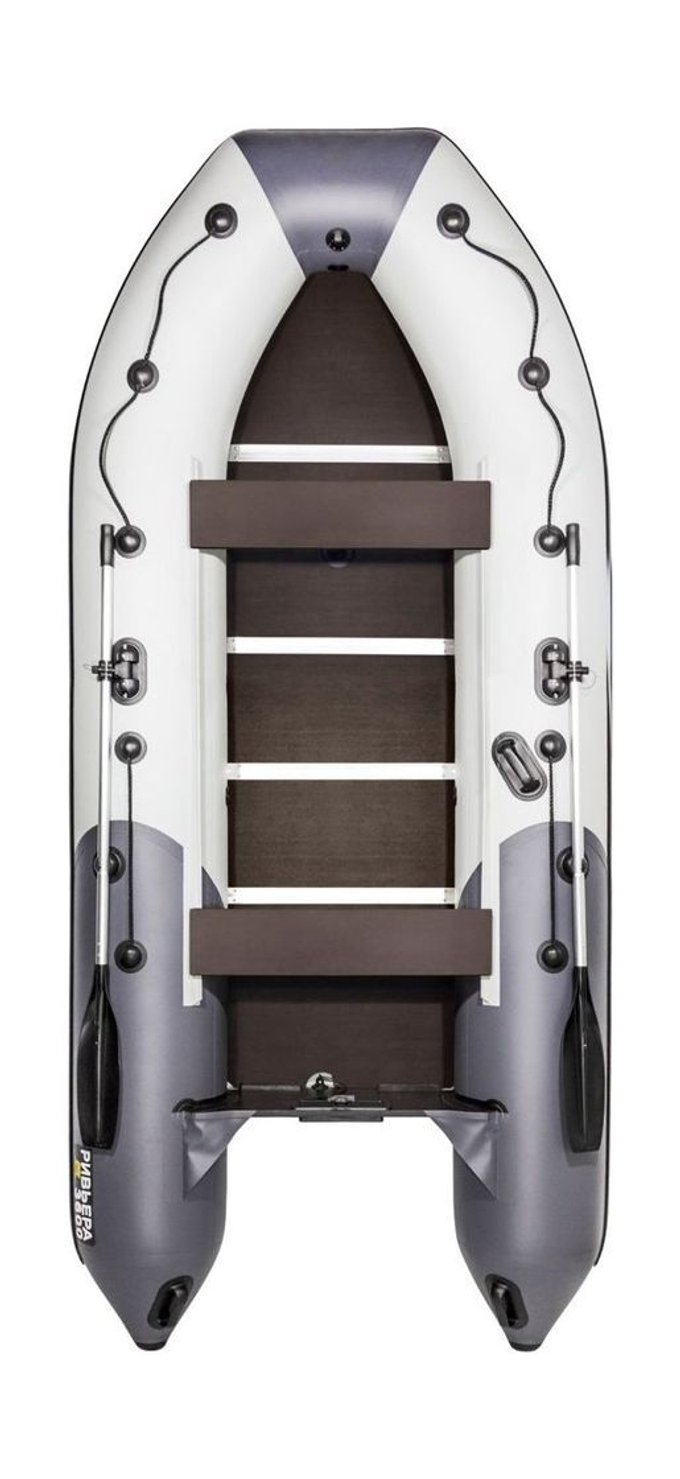 Надувная лодка ПВХ, Ривьера Компакт 3600 НДНД Комби, бронь, светло-серый/графит