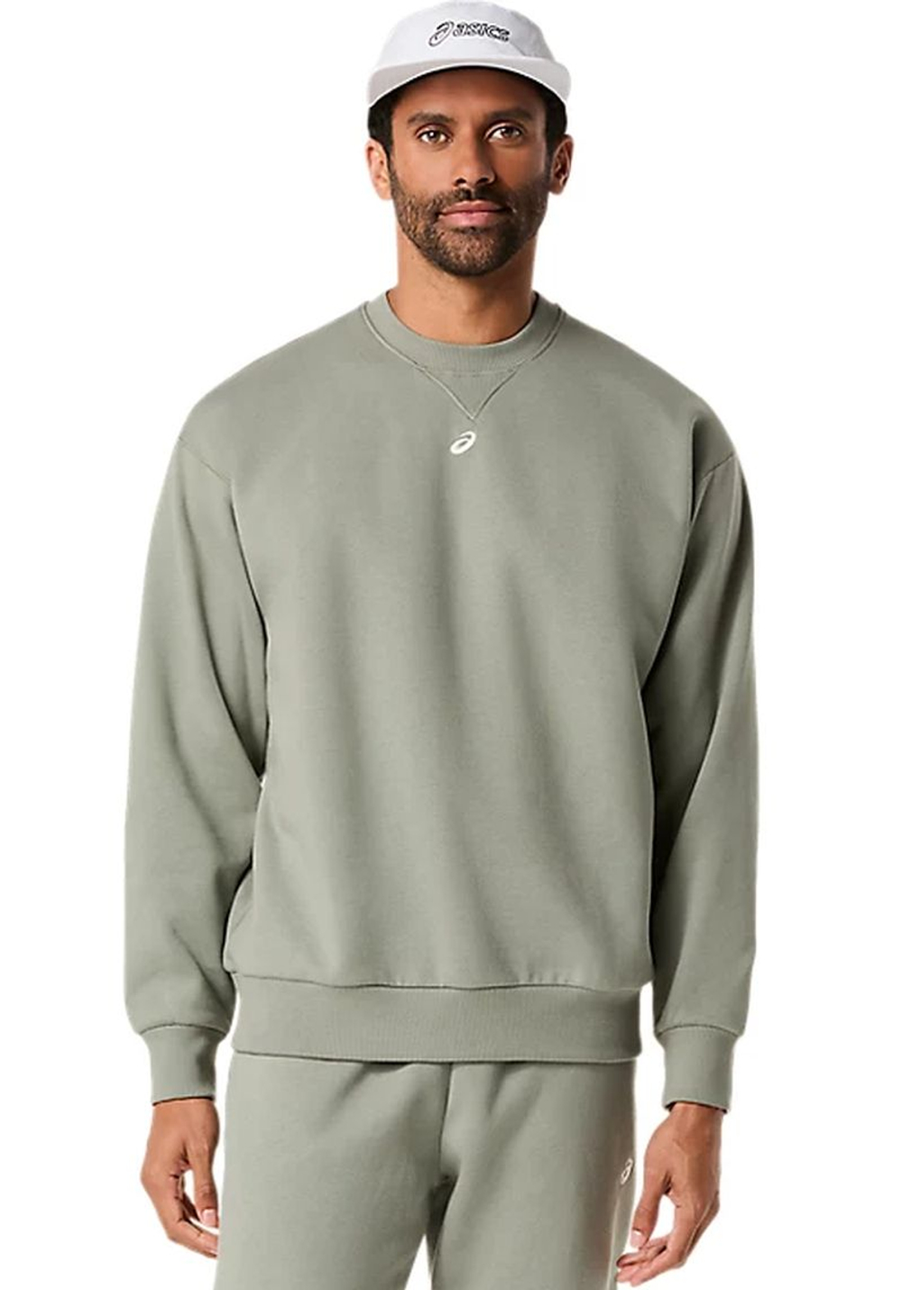 Куртка теннисная Asics Fleece Crew-Neck Top Relaxed - lichen green