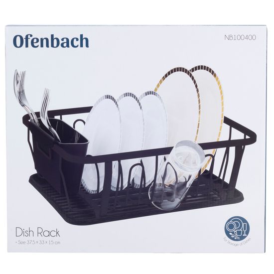 Сушилка для посуды Ofenbach NB 100400 (37,5х33х15 см) из алюминия с поддоном черная