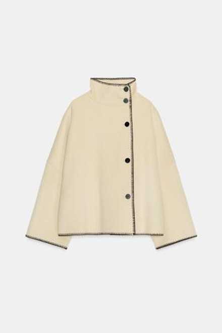 ZARA КУРТКА С ШЕРСТЬЮ — ZW COLLECTION, КРЕМОВЫЙ
