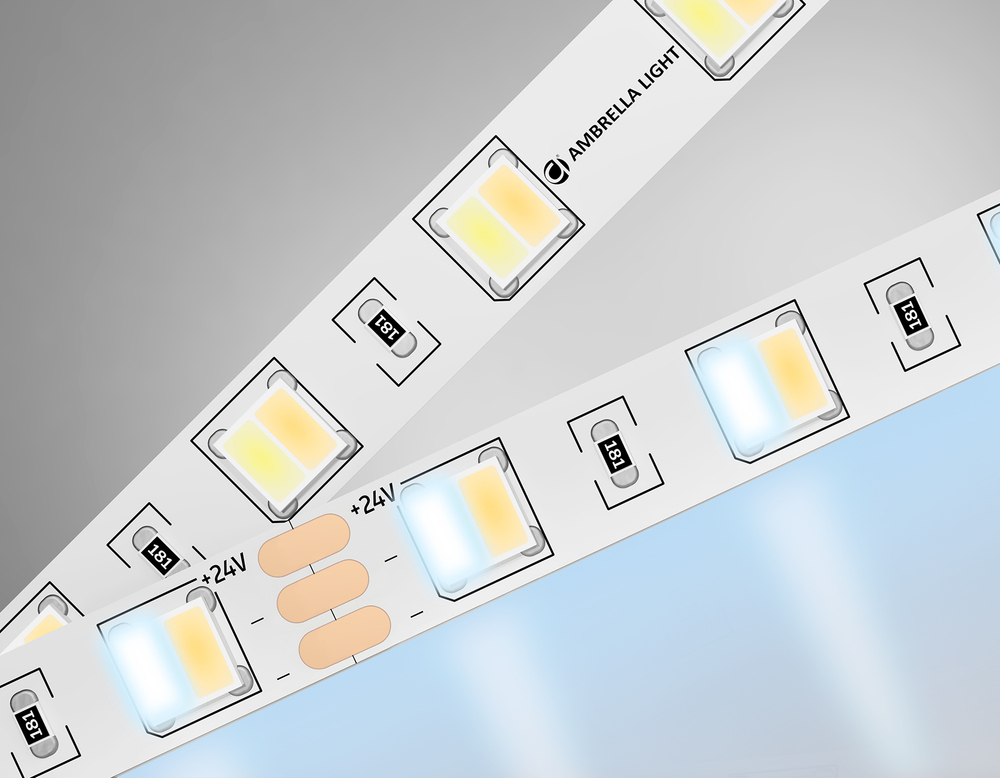 GS4101 5050 60Led/ 14W m/ 24V IP20 CCT 3000-6500K/ 5000*10*1.87mm (3 конт.)