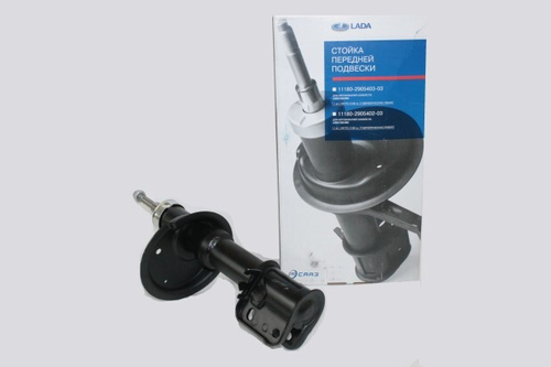 Стойка /1118/ передняя правая масл. (под коническую пружину) 02-03 (СААЗ) (LADA)