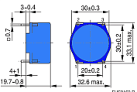 ФУТЛЯР 4 выв. D=30 мм H=19.7 мм гориз. B64291A1304X000