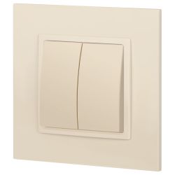 14-1106-02 ЭРА Переключатель двойной, 10АХ-250В, IP20, Эра Elegance, сл.кость | Elegance Слоновая кость