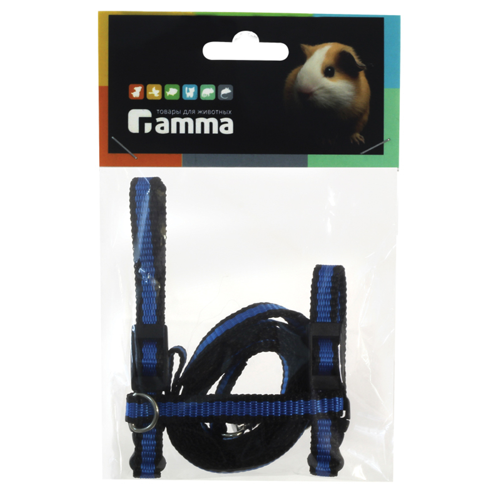Комплект шлейка и поводок для морской свинки из капрона "Прогулка", 130*190*80; 10*1200мм, Gamma