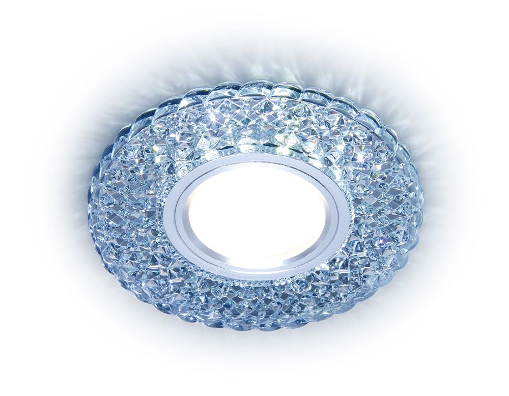 Встраиваемый точечный светильник с LED подсветкой S335 CL прозрачный GU5.3+3W(LED WHITE) D104*25