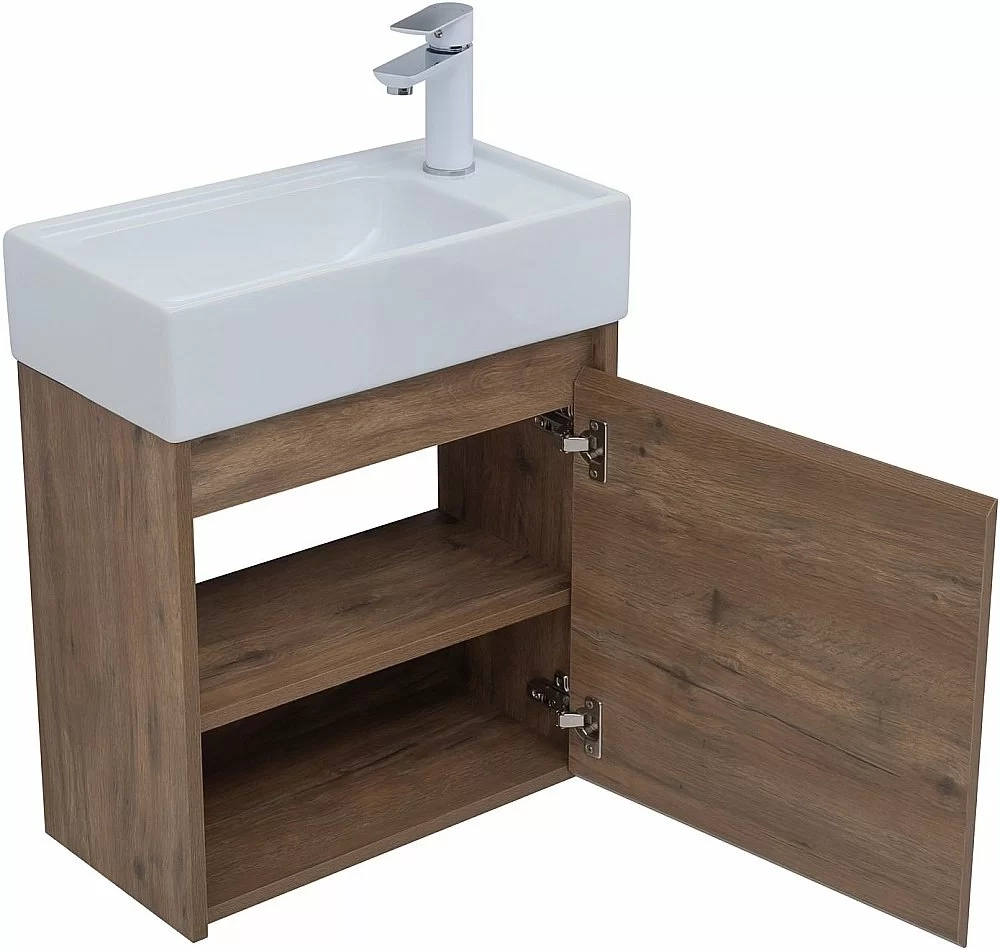 Тумба с раковиной Aquanet Nova Lite 50 с зеркалом, дуб рустикальный