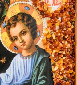 AMB-72/ 8 Икона Божией Матери «Иверская» (с янтарной крошкой) дер.краш.рамка 30х40