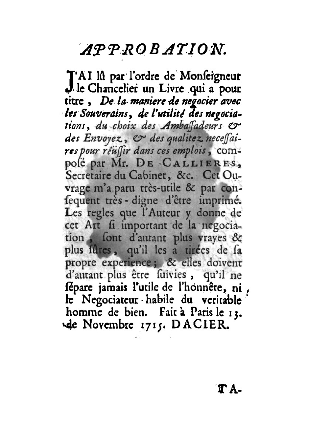 De la manière de négocier avec les souverains | François de Callières