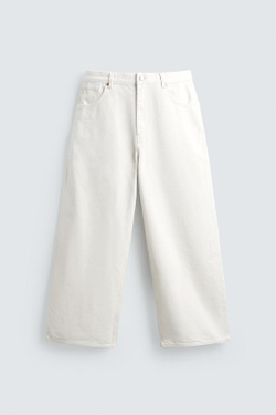 ZARA ДЖИНСЫ WIDE LEG, БЕЛЫЙ