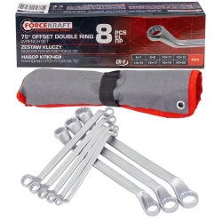 Ключи накидные отогнутые на 75град., набор 8пр. (6х7, 8х9, 10х11, 12х13, 14х15, 16х17, 18х19, 20х22мм) FORCEKRAFT FK-5088P