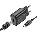 Сетевой адаптер питания HOCO C134A 1USB 2.4A + кабель Micro (черный)