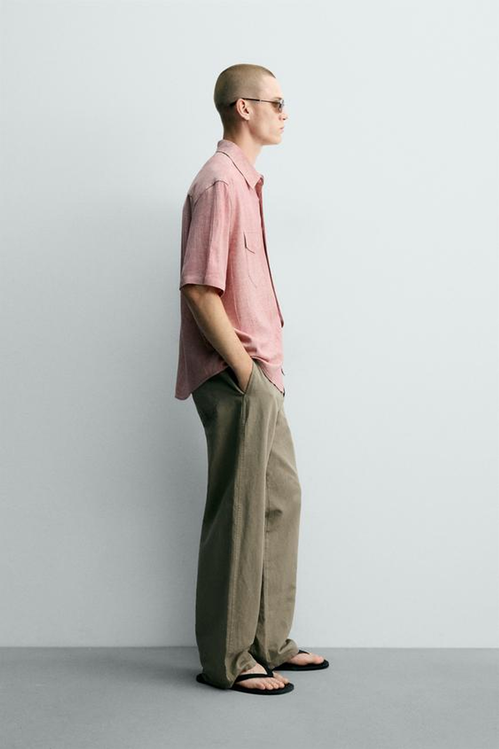 ZARА РУБАШКА RELAXED FIT С ЭФФЕКТОМ ПОТЕРТОСТИ, ПАСТЕЛЬНО-РОЗОВЫЙ