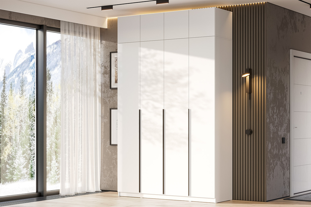 Шкаф с антресолью (9 полок + штанга) ШК 5 (1600), Белый