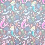 Упаковочная бумага (0,5*0,7 м) Морские русалочки, 1 шт.