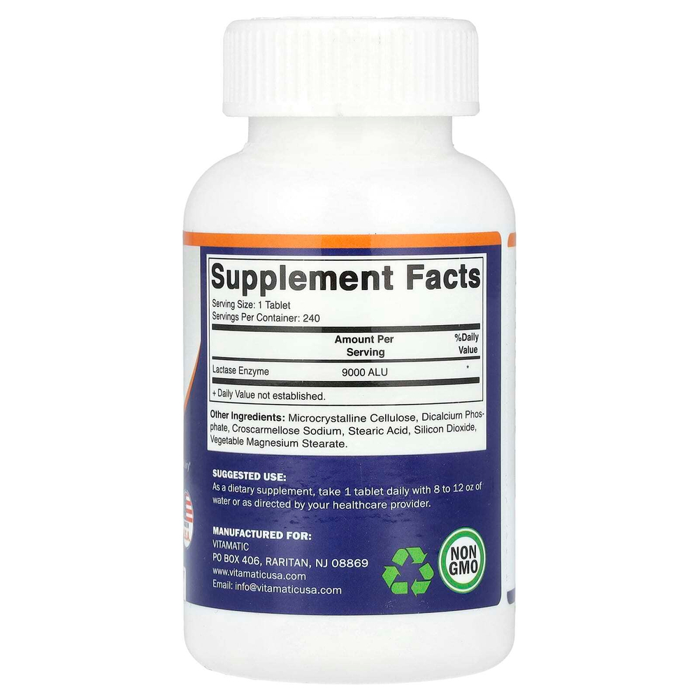 Vitamatic, Фермент лактаза, 9000 FCC, 240 таблеток