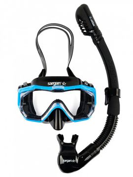 Набор маска+трубка в сумке Sargan Панорама-М черный/синий