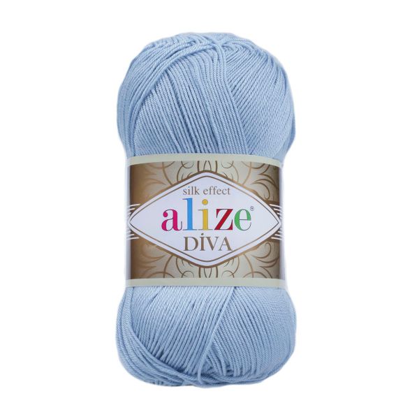 Пряжа Alize (Ализе) Diva / уп.5 мот. по 100 г, 350м, 350 светло-голубой А