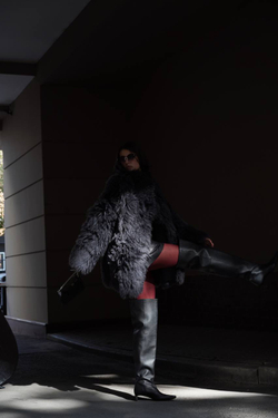 Дубленка двусторонняя Тиградо серая