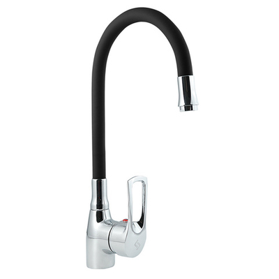 Смеситель для мойки с высоким изливом из силикона, черный, СЛ-ОД-Ц2Ч, Славен