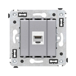 Компьютерная розетка RJ-45 без шторки в стену, кат.5е одинарная, "Avanti", "Закаленная сталь"