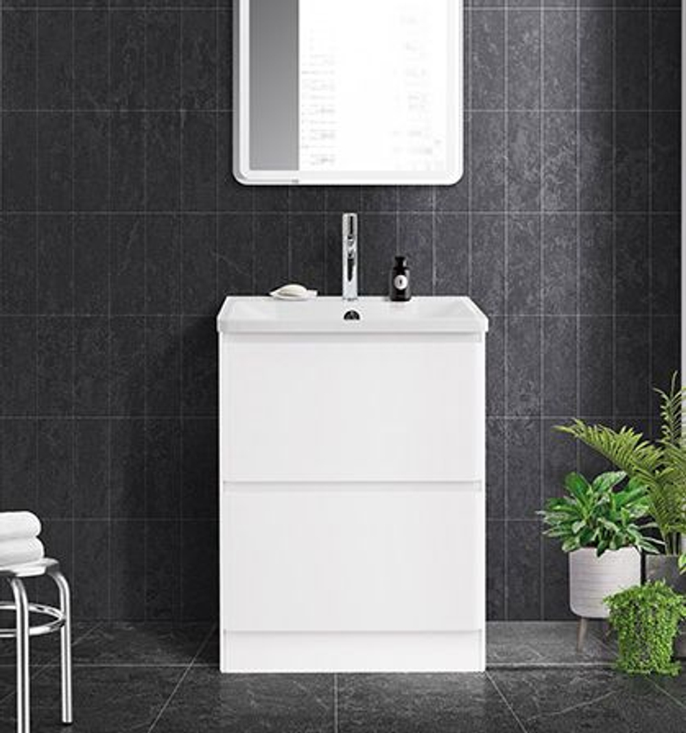 Тумба напольная с раковиной BelBagno ALBANO-600-2C-PIA-BL Bianco Lucido, раковина BB600/455-LV-MR-ALR