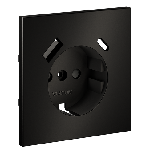 Накладка для розетки с заземлением и защитными шторками, с USB A+C, (антрацит) Voltum S70 Metal VLSM001012