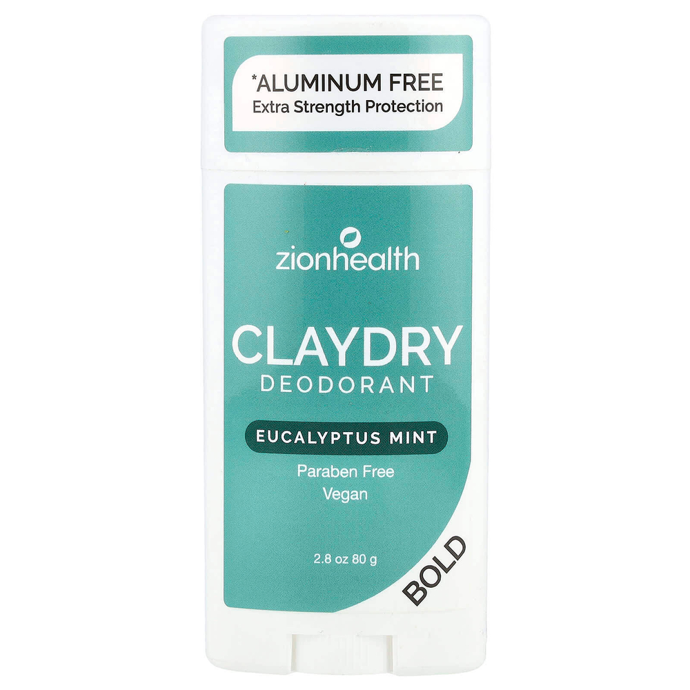 Zion Health, Bold, ClayDry, дезодорант, эвкалипт и мята, 80 г (2,8 унции)