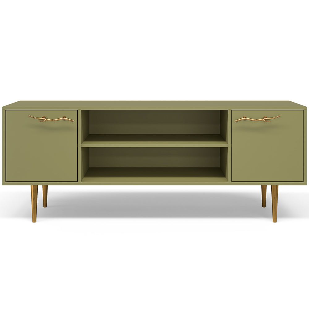 Тумба под ТВ Арт Колор matte 155см Стайл Голд Зеленая олива матовая