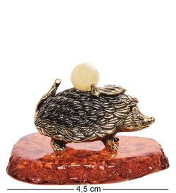 Народные промыслы AM-2802 Фигурка «Ежик» (латунь, янтарь)