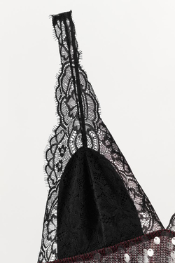 ZARA КОМБИНИРОВАННОЕ ПЛАТЬЕ МИДИ С ПАЙЕТКАМИ И КРУЖЕВОМ, КРАСНЫЙ/ЧЕРНЫЙ