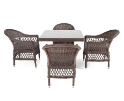 "Сицилия" обеденная группа плетеная, цвет коричневый
