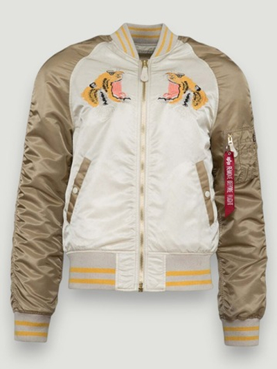 Куртка бомбер Alpha Souvenir Tiger Flight Jacket (белый бежевый)