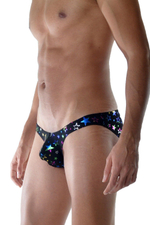 Сексуальные мужские трусы-слипы с разноцветными звездами (Размер: M) (Цвет: черный)