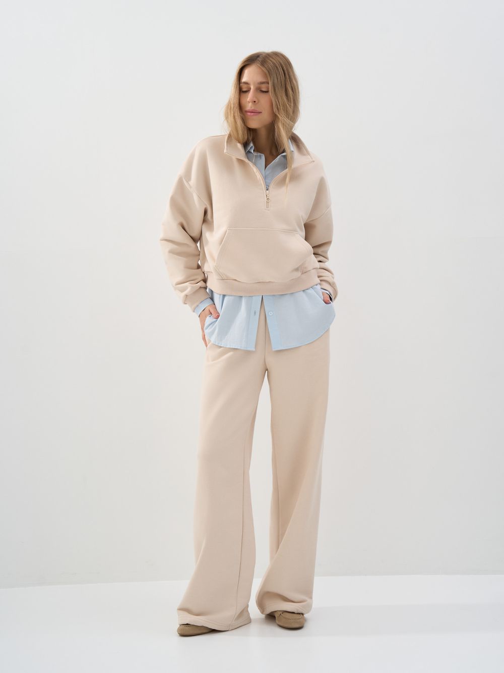 Брюки с велюровым эффектом "Ваниль" женские