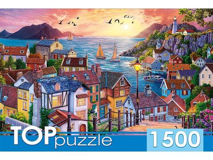 Пазлы 1500 элементов 685*580мм. "Приморский город на закате"
