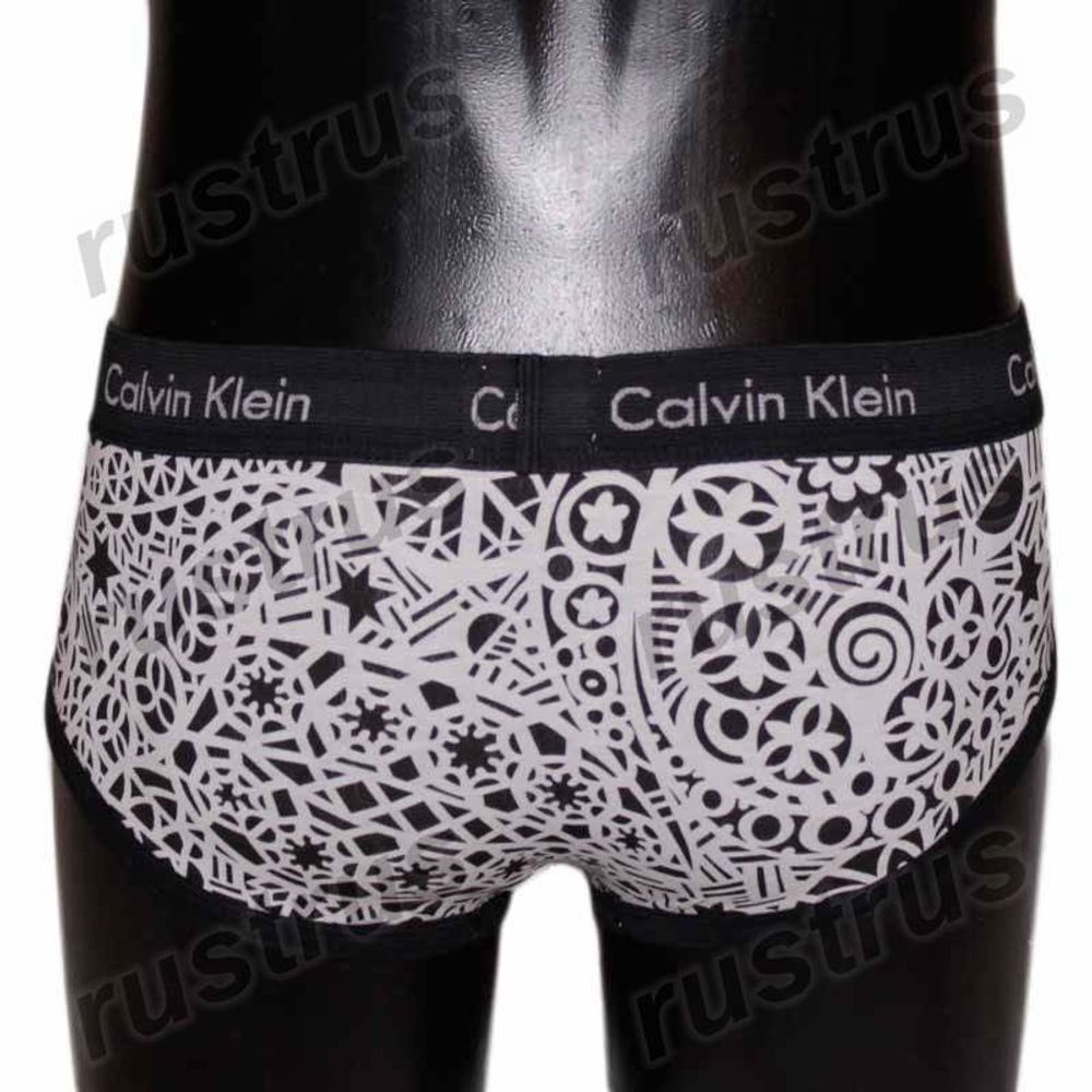 Мужские трусы брифы белые с черной резинкой Calvin Klein CK00480