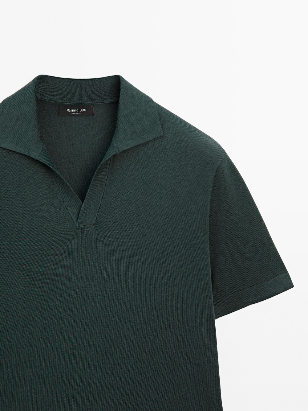 Massimo Dutti Вязаная футболка-поло с V-образным вырезом, бирюзово-зеленый