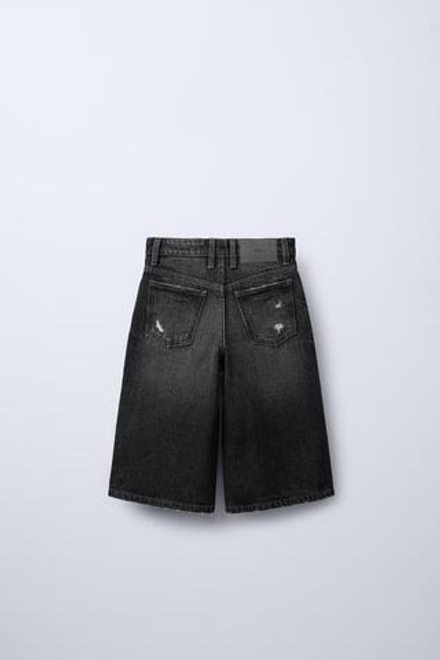 ZARA ДЛИННЫЕ ДЖИНСОВЫЕ ШОРТЫ СВОБОДНОГО КРОЯ, АНТРАЦИТОВО-СЕРЫЙ