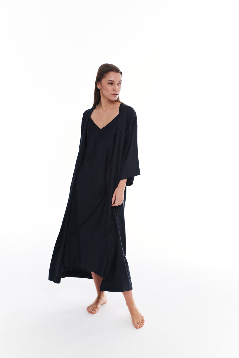 Халат-кимоно из тенселя макси one size