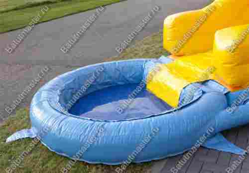 Надувная прямая водная горка с бассейном  «История дельфинчика» 5*2,5*3,5 м